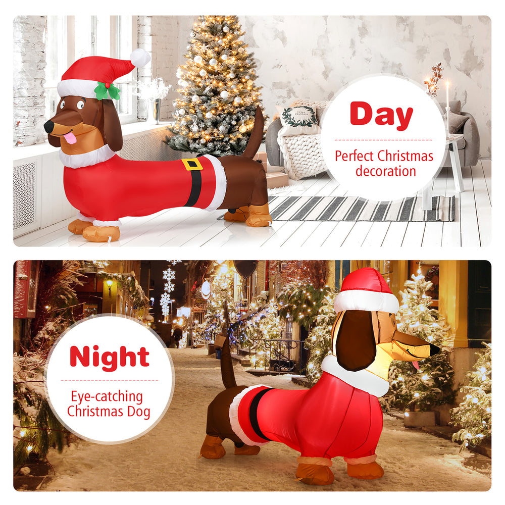 5 FT Inflatable Christmas Dog w/ LED Lights Blow Up Outdoor Yard Lawn Decoration Image 2