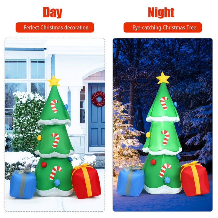 6FT Inflatable Christmas Tree w/ Gift Boxes Blow Up Lighted Outdoor Decoration Image 3