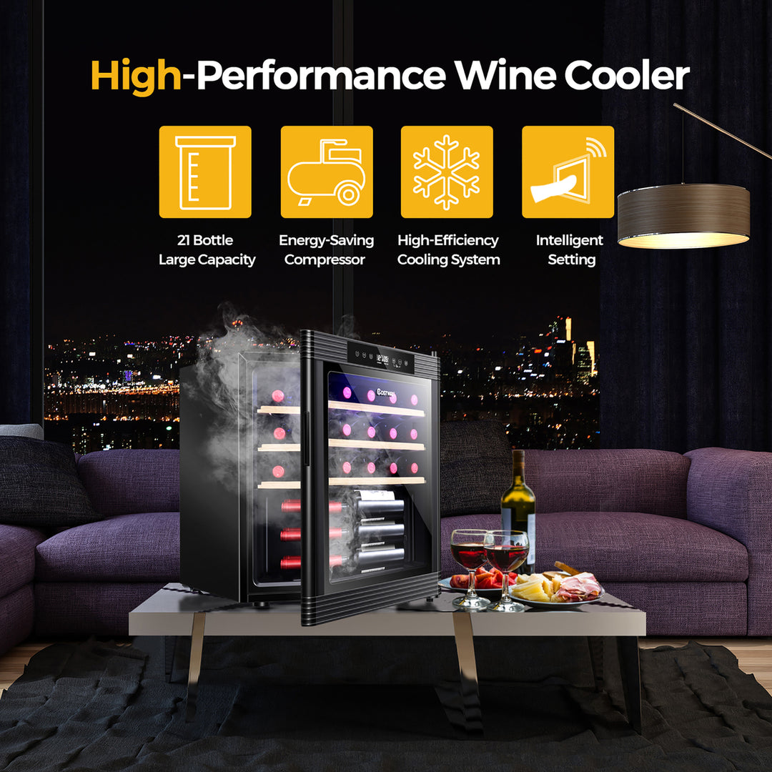 21 Bottle Compressor Wine Cooler Refrigerator w/ Digital Control Black Image 2