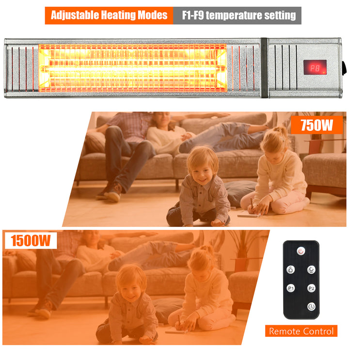 1500W Infrared Patio Heater w/ Remote Control and 24H Timer for Indoor Outdoor Image 4