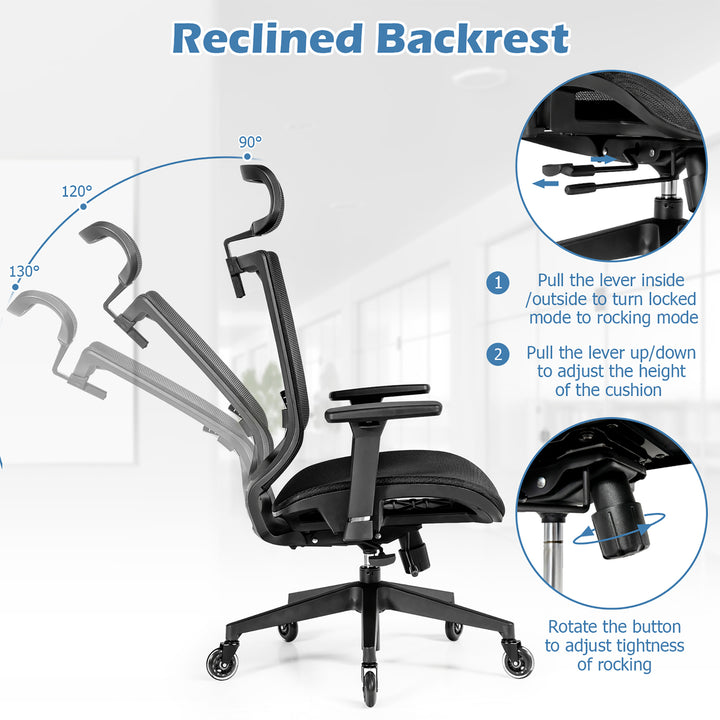 Office Chair Adjustable Mesh Computer Chair with Sliding Seat and Lumbar Support Image 4