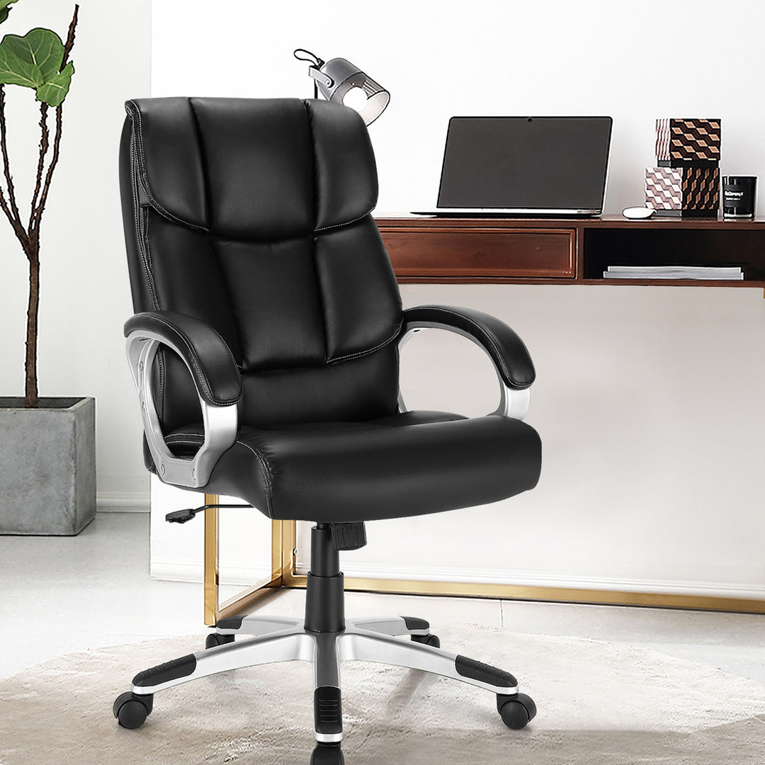 Executive High Back Big and Tall Leather Adjustable Computer Desk Chair Image 2