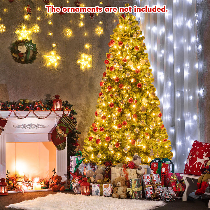 8ft Pre-lit Hinged Christmas Tree with Remote Control and 9 Lighting Modes Image 2