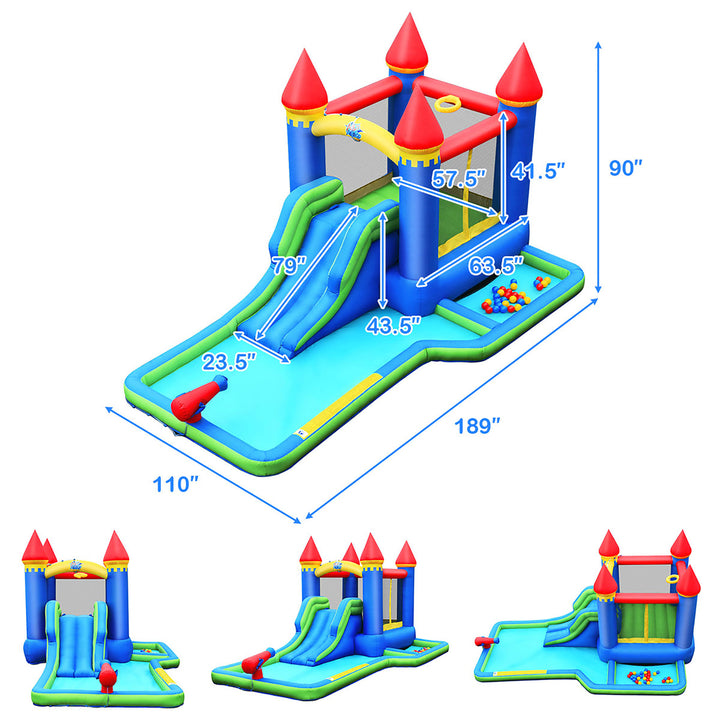 Inflatable Castle Bouncer Bounce House Slide Water Park BallPit with 580W Blower Image 2