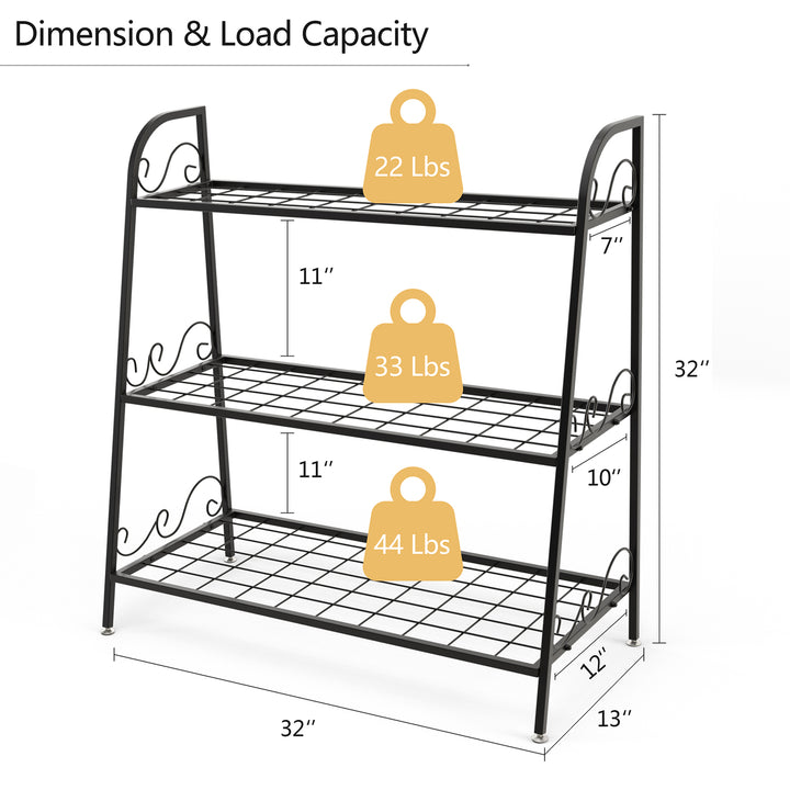 3-tier Metal Plant Stand Shelf Flower Pot Holder Display Rack Shoe Organizer Image 3