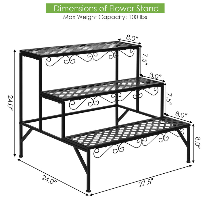 3 Tiers Metal Plant Stand Ladder Flower Pot Rack Decorative Planter Holder Image 3