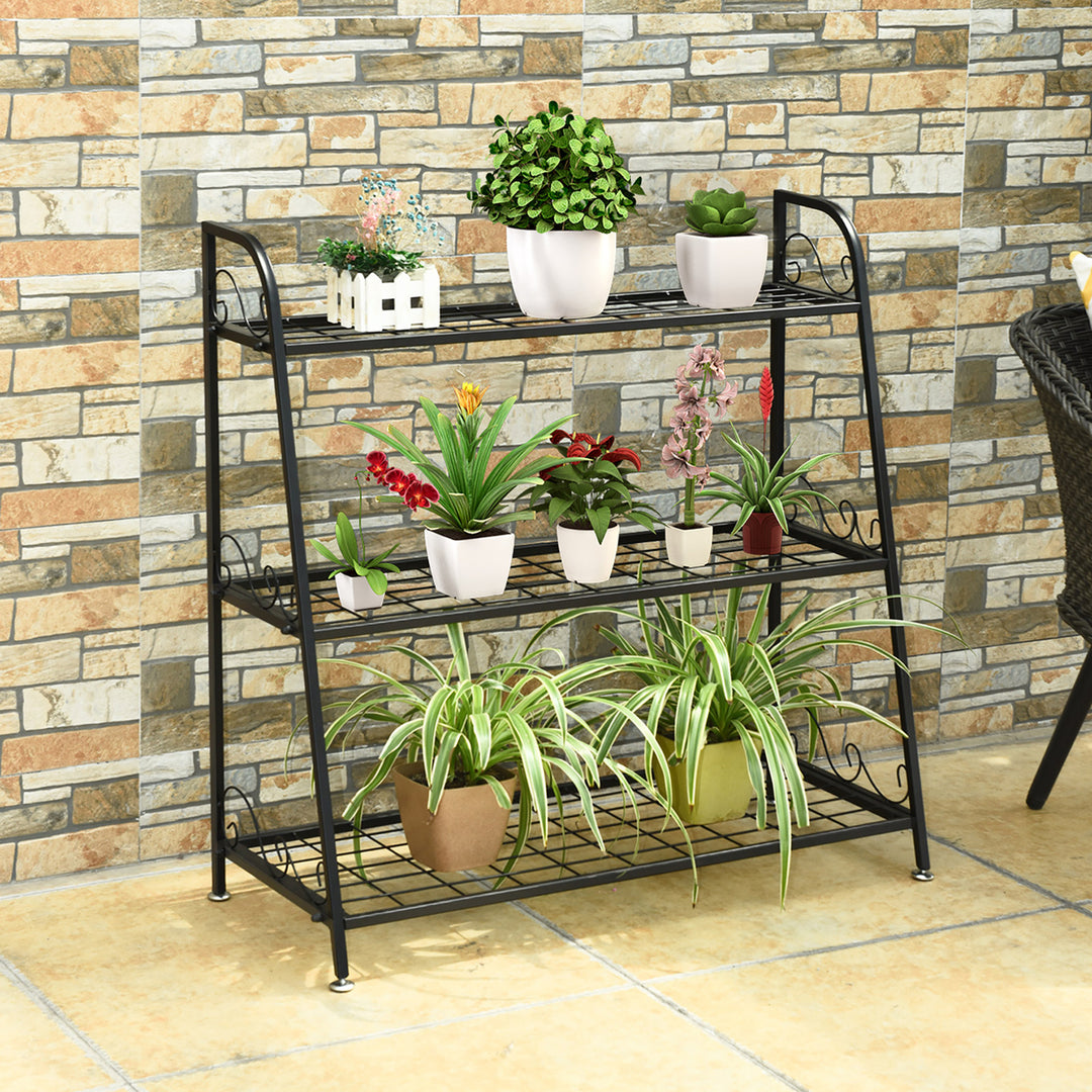 3-tier Metal Plant Stand Shelf Flower Pot Holder Display Rack Shoe Organizer Image 4