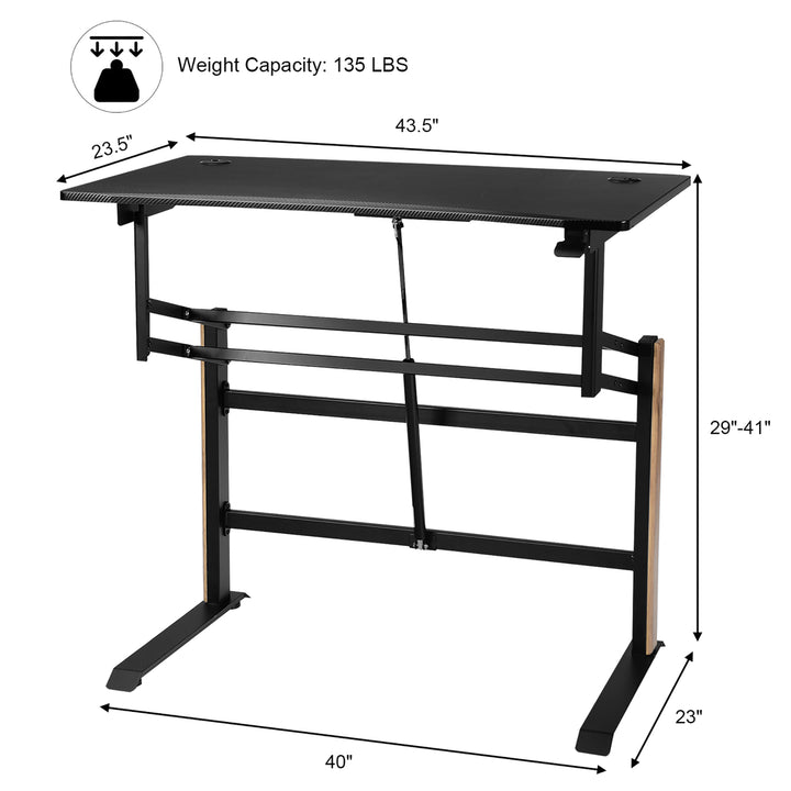 Pneumatic Height Adjustable Standing Desk Sit to Stand Computer Desk Workstaion Image 4