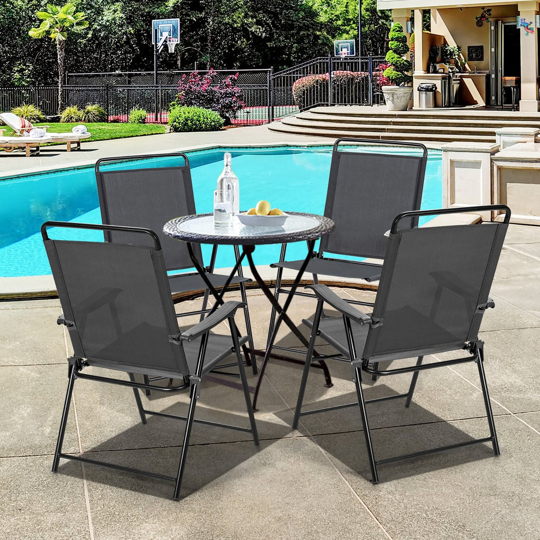 4PCS Outdoor Patio Folding Chair W/Armrest Portable Camping Lawn Garden Image 2