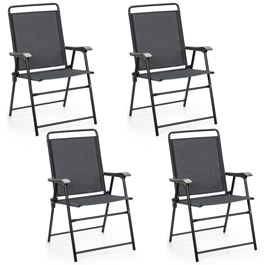 4PCS Outdoor Patio Folding Chair W/Armrest Portable Camping Lawn Garden Image 4