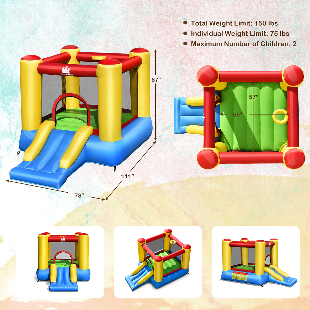 Inflatable Bouncer Kids Slide Bounce House for Indoor Outdoor without Blower Image 3