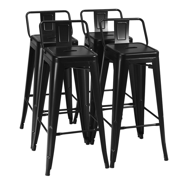 Costway Set of 4 Metal Bar Stools 30 Bar Height Barstools Industrial W/ Low Back Steel Image 1