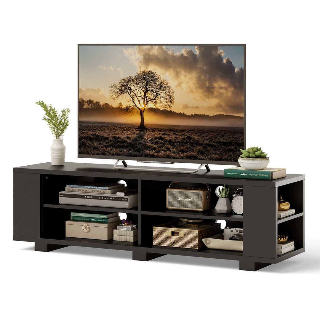 Costway 59 Wood TV Stand Console Storage Entertainment Media Center w/ Adjustable Shelf Image 1