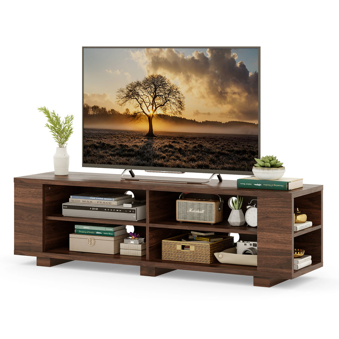 Costway 59 Wood TV Stand Console Storage Entertainment Media Center w/ Adjustable Shelf Image 1