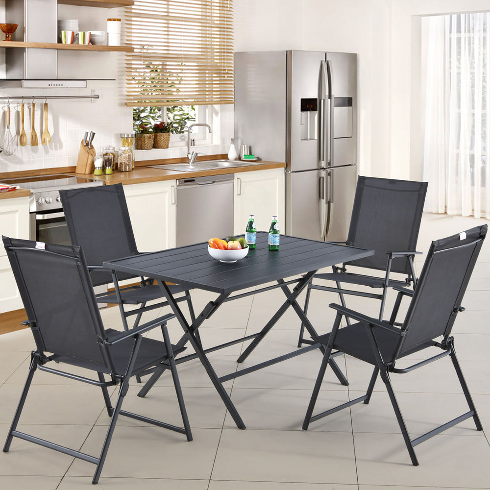 5 PCS Patio Dining Furniture Set Armchairs Folding Table No Assembly Image 2