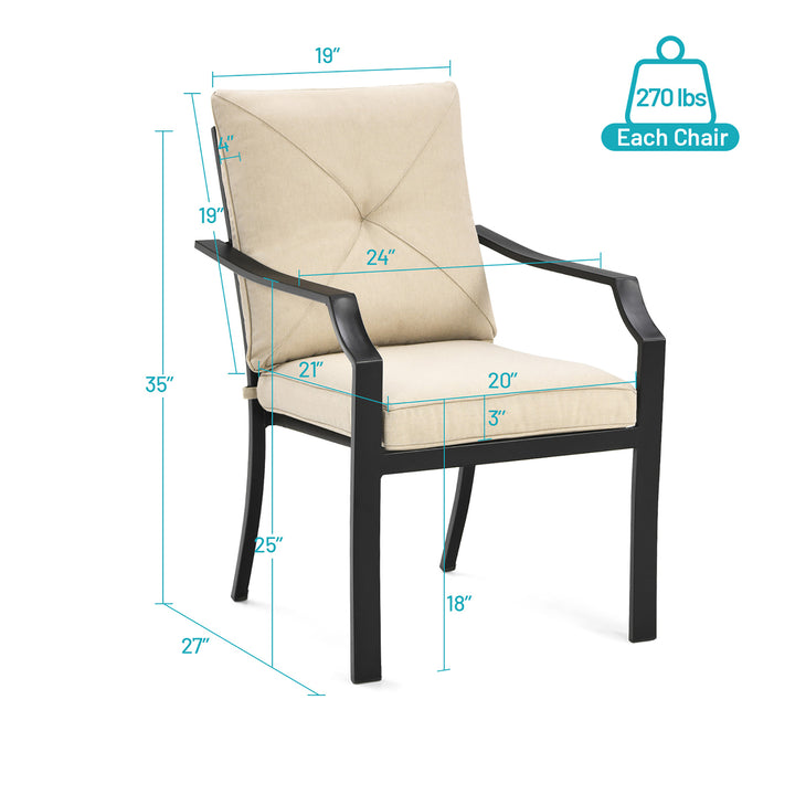 4 PCS Patio Dining Chairs Stackable Removable Cushions Garden Deck Image 3