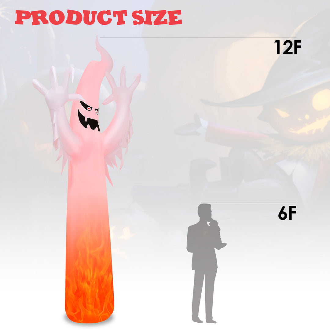 12 Ft Halloween Inflatable Ghost Yard Decoration w/ Built-in LED Lights Image 2