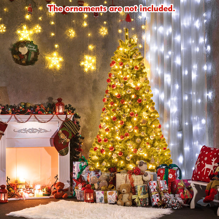 7ft Pre-lit Hinged Christmas Tree w/ Remote Control and 9 Lighting Modes Image 2