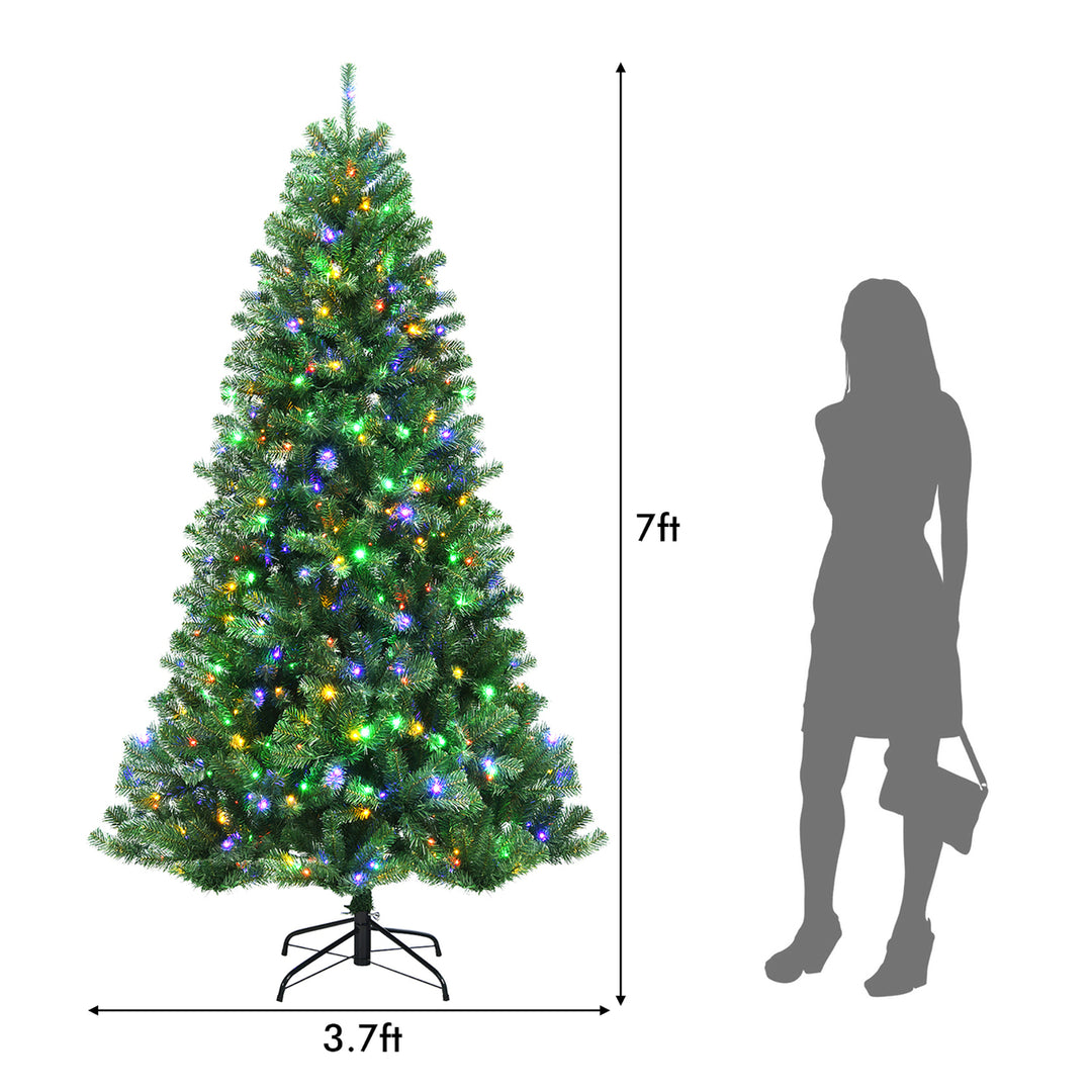 7ft Pre-lit Hinged Christmas Tree w/ Remote Control and 9 Lighting Modes Image 4