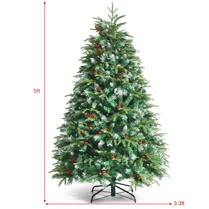 5ft Pre-Lit Snowy Christmas Hinged Tree 11 Flash Modes w/ 250 Multi-Color Lights Image 3