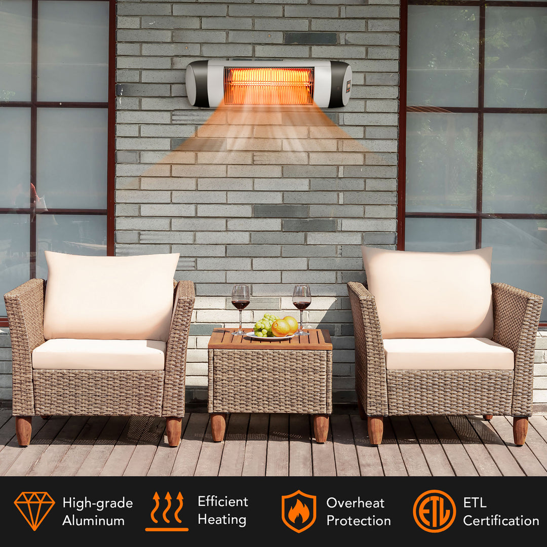 Wall-Mounted Electric Heater Patio Infrared Heater W/ Remote Control Image 4