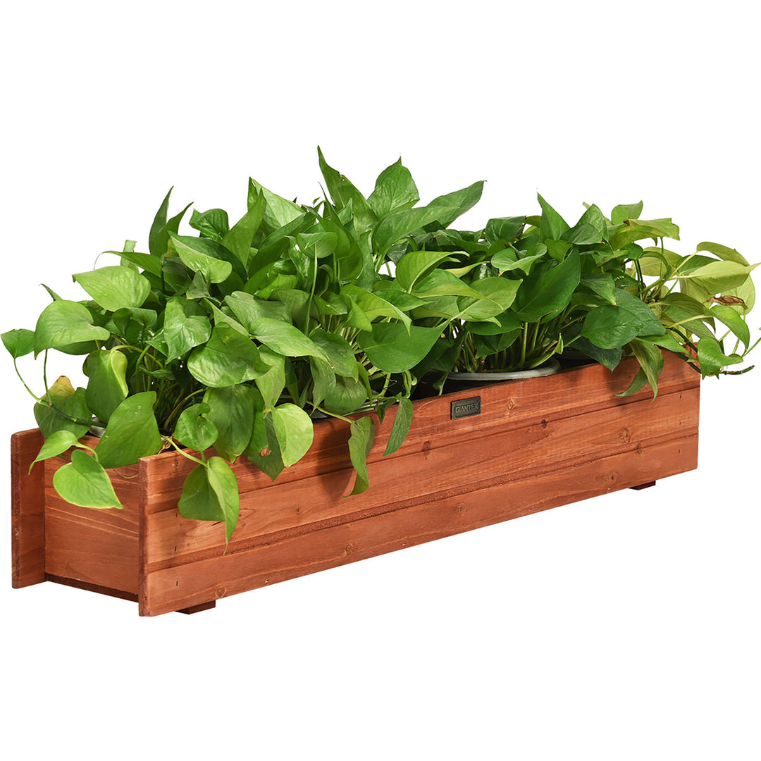 28/36/40 Inch Wooden Flower Planter Box Garden Yard Decorative Window Box Rectangular Image 2