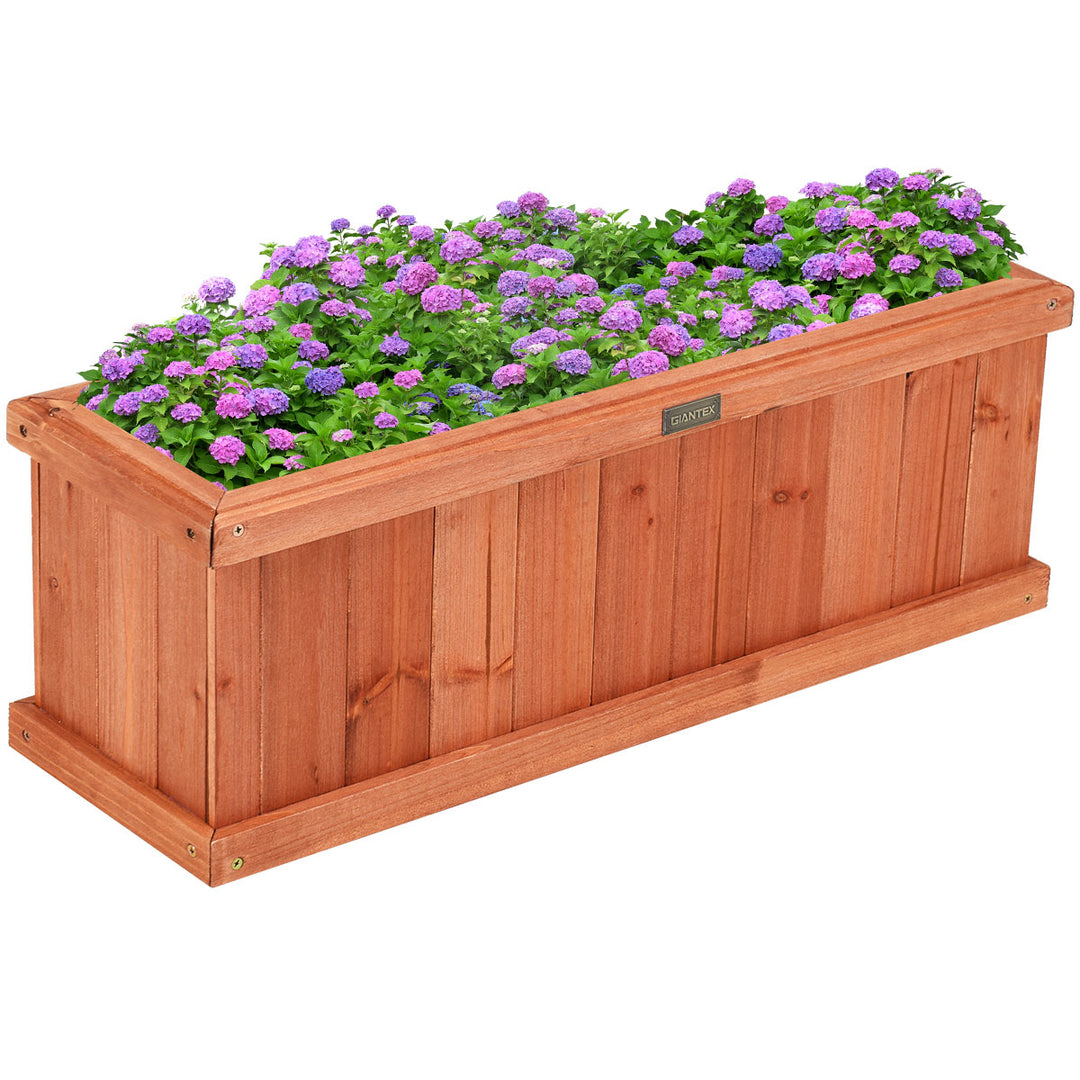 28/36/40 Inch Wooden Flower Planter Box Garden Yard Decorative Window Box Rectangular Image 4