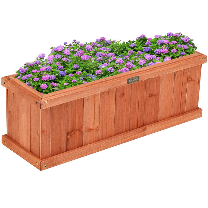 28/36/40 Inch Wooden Flower Planter Box Garden Yard Decorative Window Box Rectangular Image 1