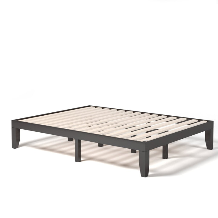 Costway Queen Size 14 in Wooden Bed Frame Mattress Platform Wood Slats Support EspressoNatural Image 1