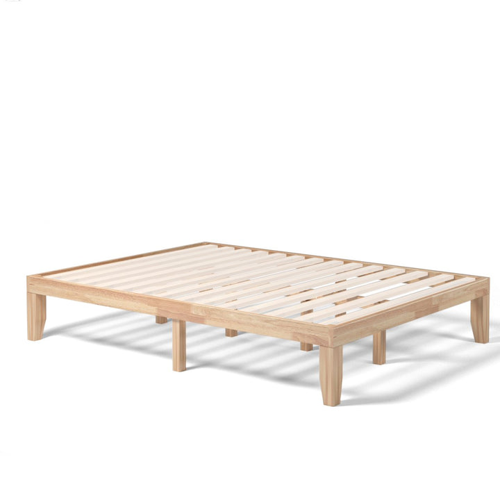 Costway Queen Size 14 in Wooden Bed Frame Mattress Platform Wood Slats Support EspressoNatural Image 1