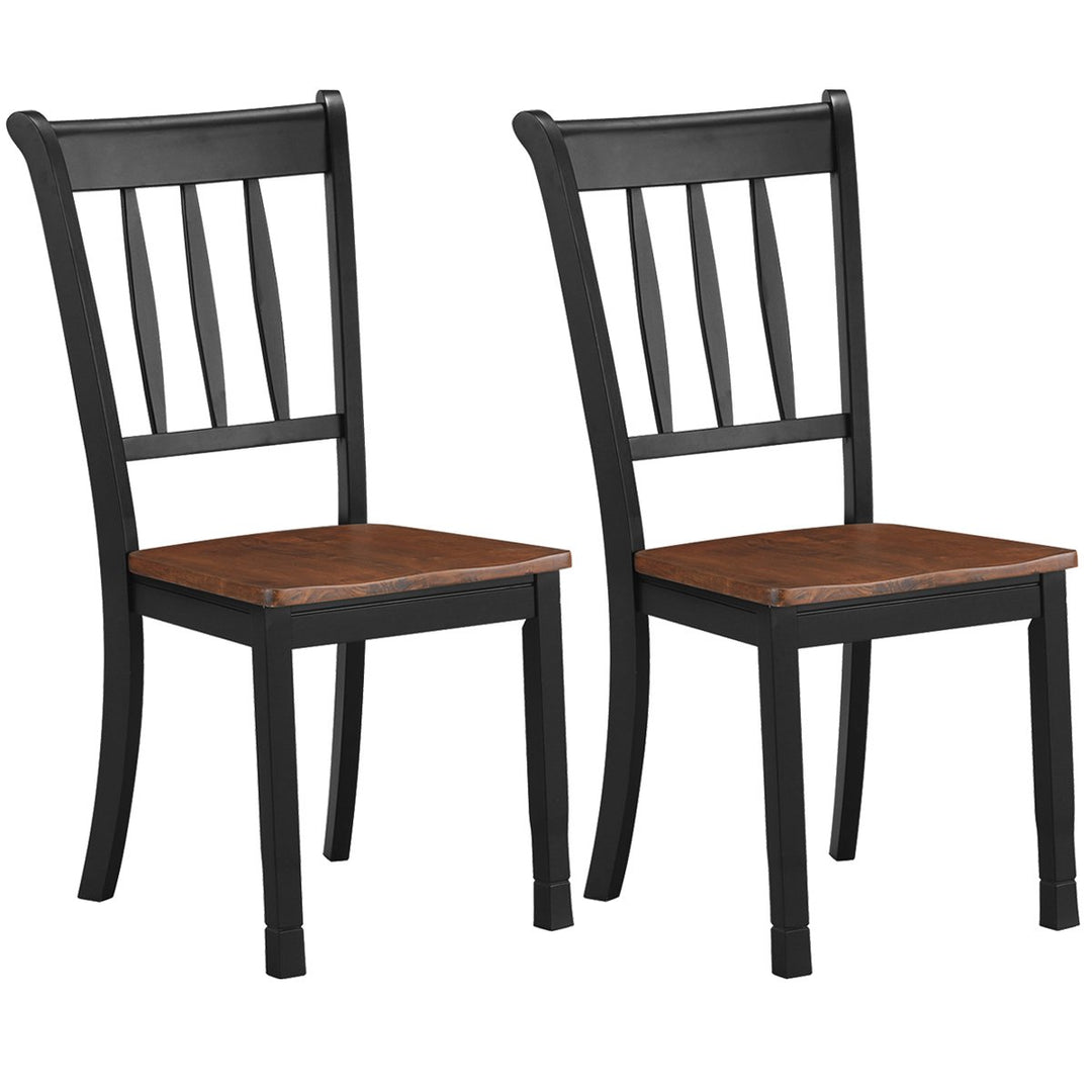 Costway Set of 2 Wood Dining Chair High Back Kitchen Whitesburg Side Chair BlackWhite Image 1