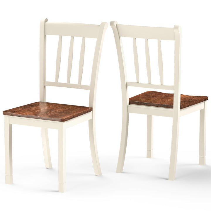 Costway Set of 2 Wood Dining Chair High Back Kitchen Whitesburg Side Chair BlackWhite Image 5