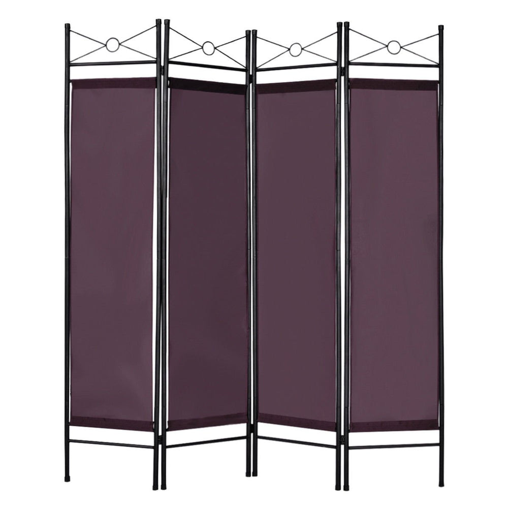 Costway 4 Panel Room Divider Privacy Screen Home Office Fabric Metal Frame Image 2