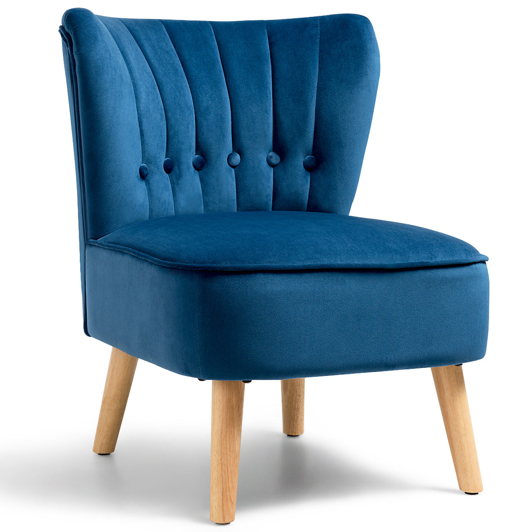 Costway Armless Accent Chair Tufted Velvet Leisure Chair Single Sofa Upholstered BlueGreenPink Image 6