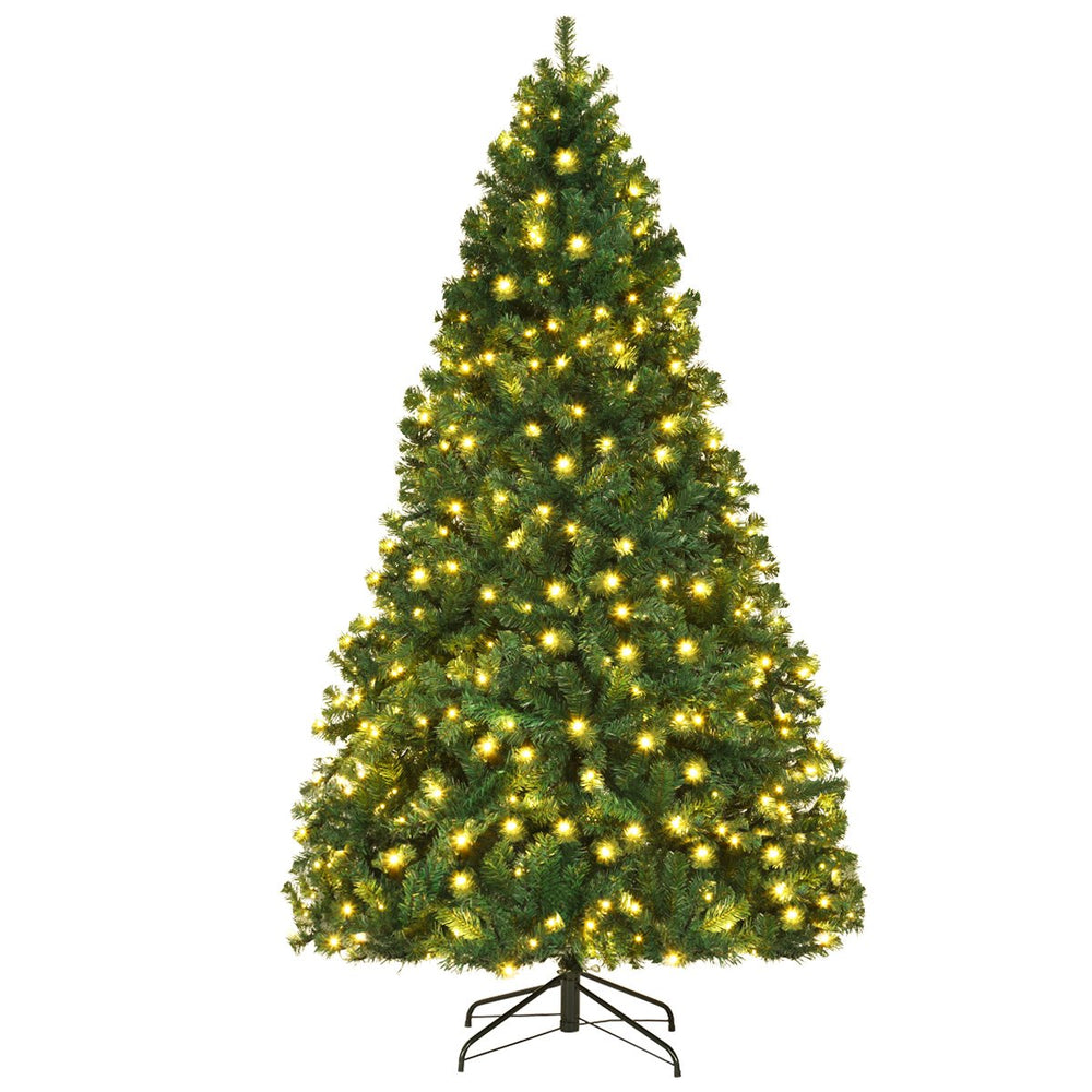 Costway 7Ft/7.5Ft/8Ft Pre-Lit PVC Christmas Tree Hinged 300/400/430 Lights Image 2