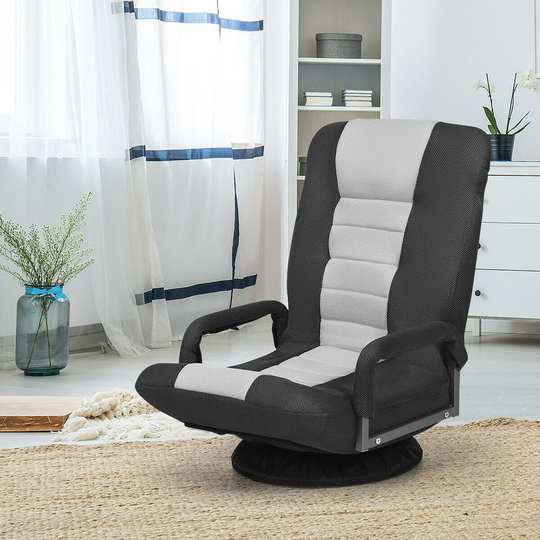 360-Degree Swivel Gaming Floor Chair with Foldable Adjustable Backrest Image 2