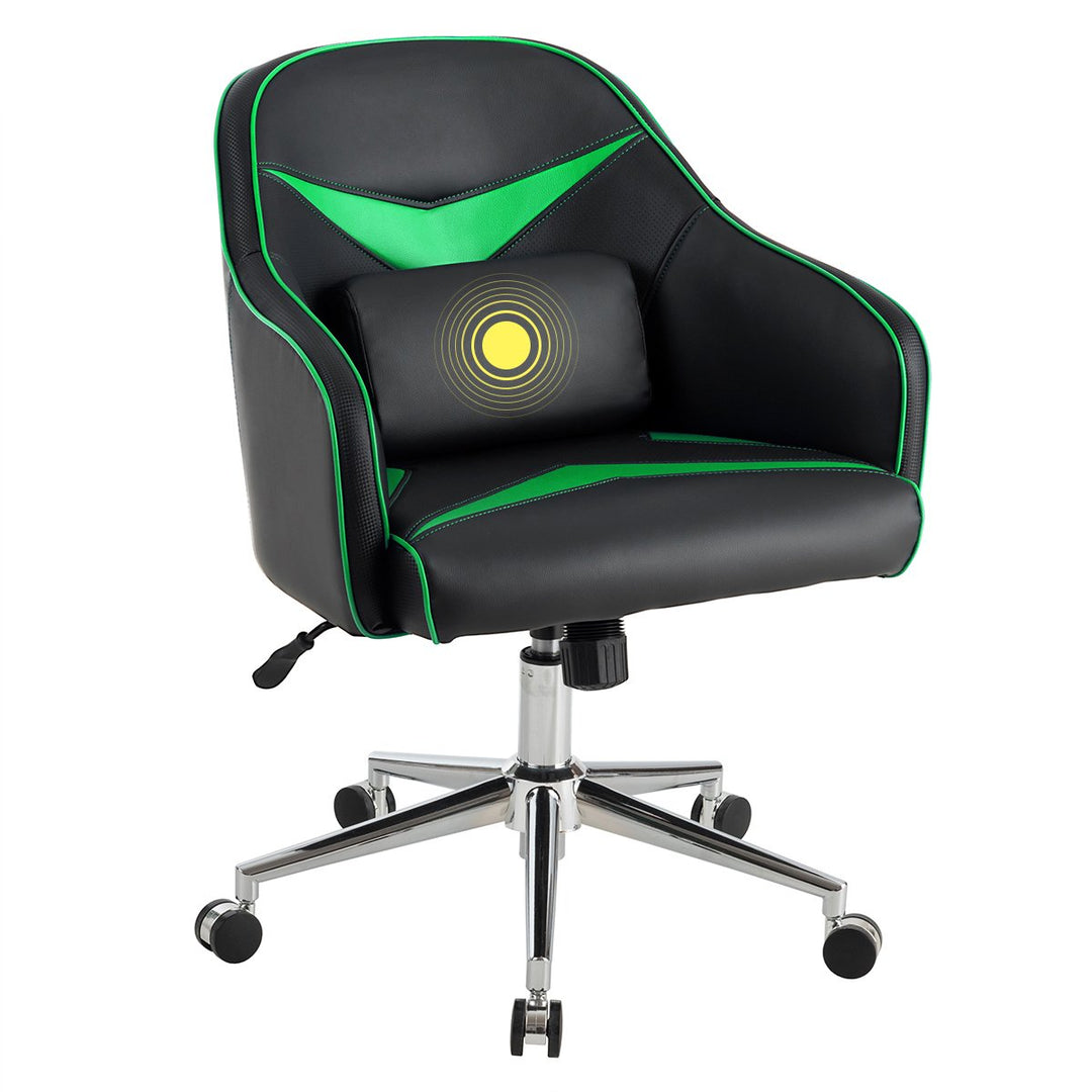 Costway Office Chair Task Desk Swivel Adjustable Height w/ Massage Lumbar Support BlueGreen Image 1