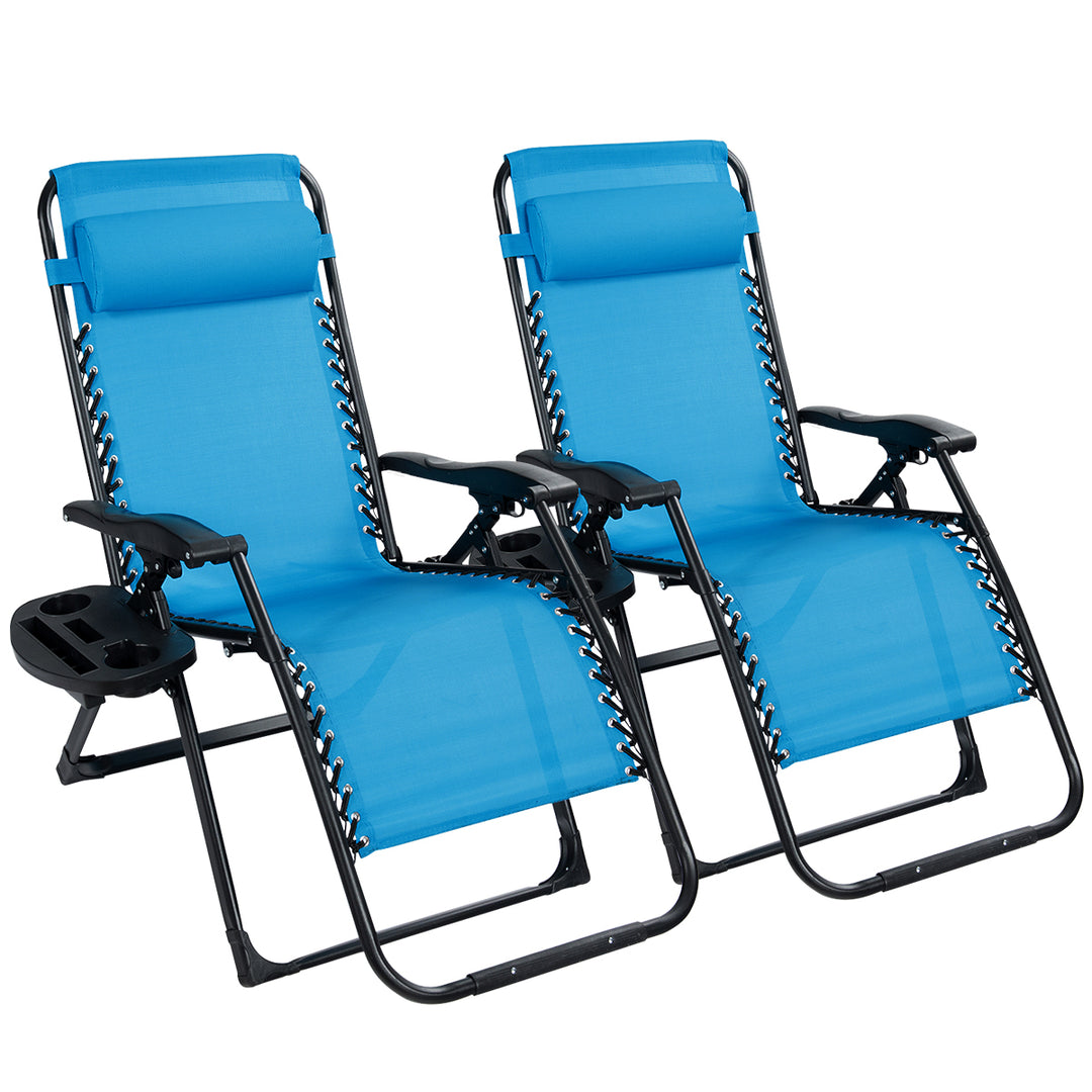 2PC Oversize Lounge Patio Heavy Duty Folding Recliner Image 3