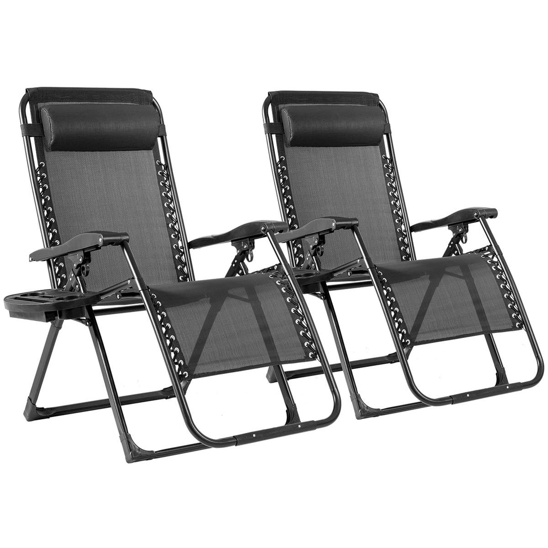 2PC Oversize Lounge Patio Heavy Duty Folding Recliner Image 1