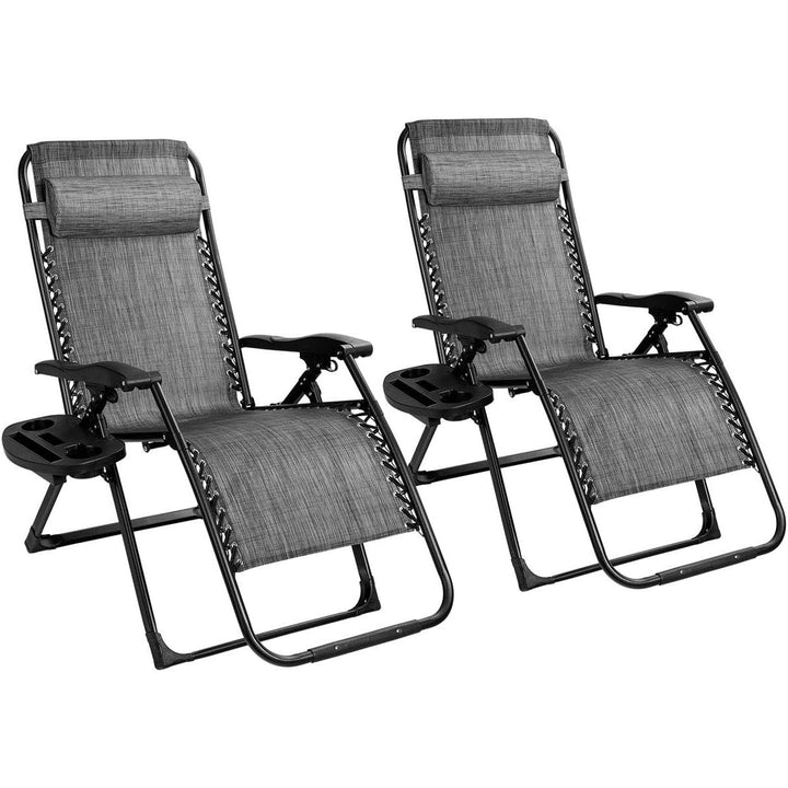 2PC Oversize Lounge Patio Heavy Duty Folding Recliner Image 6