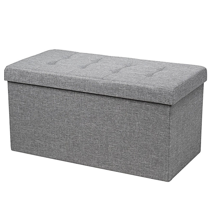 Costway 31.5Fabric Foldable Storage Ottoman Toy Chest W/Removable Storage Bin Grey\ Dark Grey Image 1