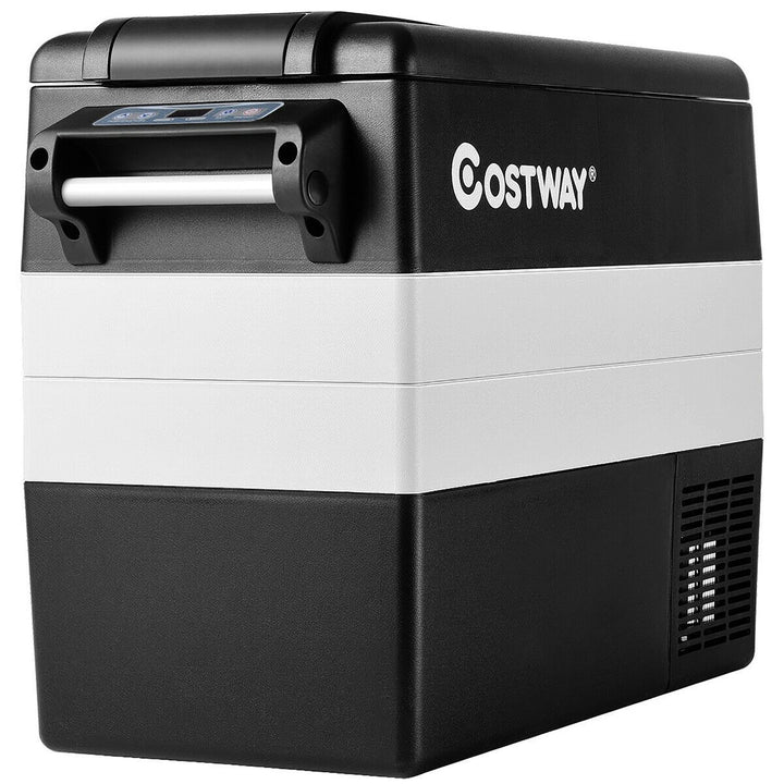 Costway 55 Quart Portable Refrigerator Electric Car Cooler Compressor Freezer for RVs Camping Black\Silvery White Image 1