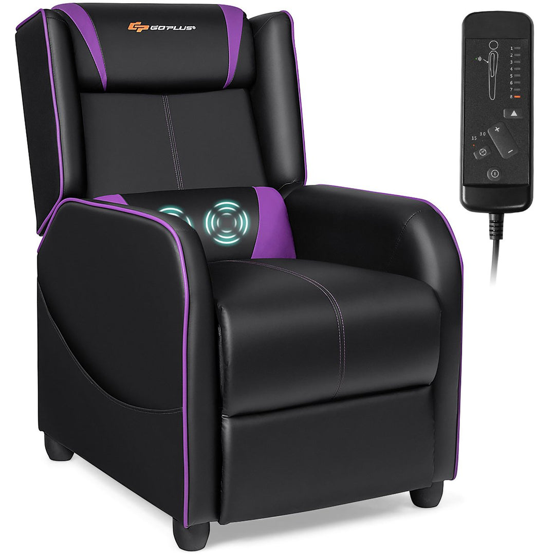 Goplus Massage Gaming Recliner Chair Single Living Room Sofa Home Theater Seat Purple\Gray Image 1