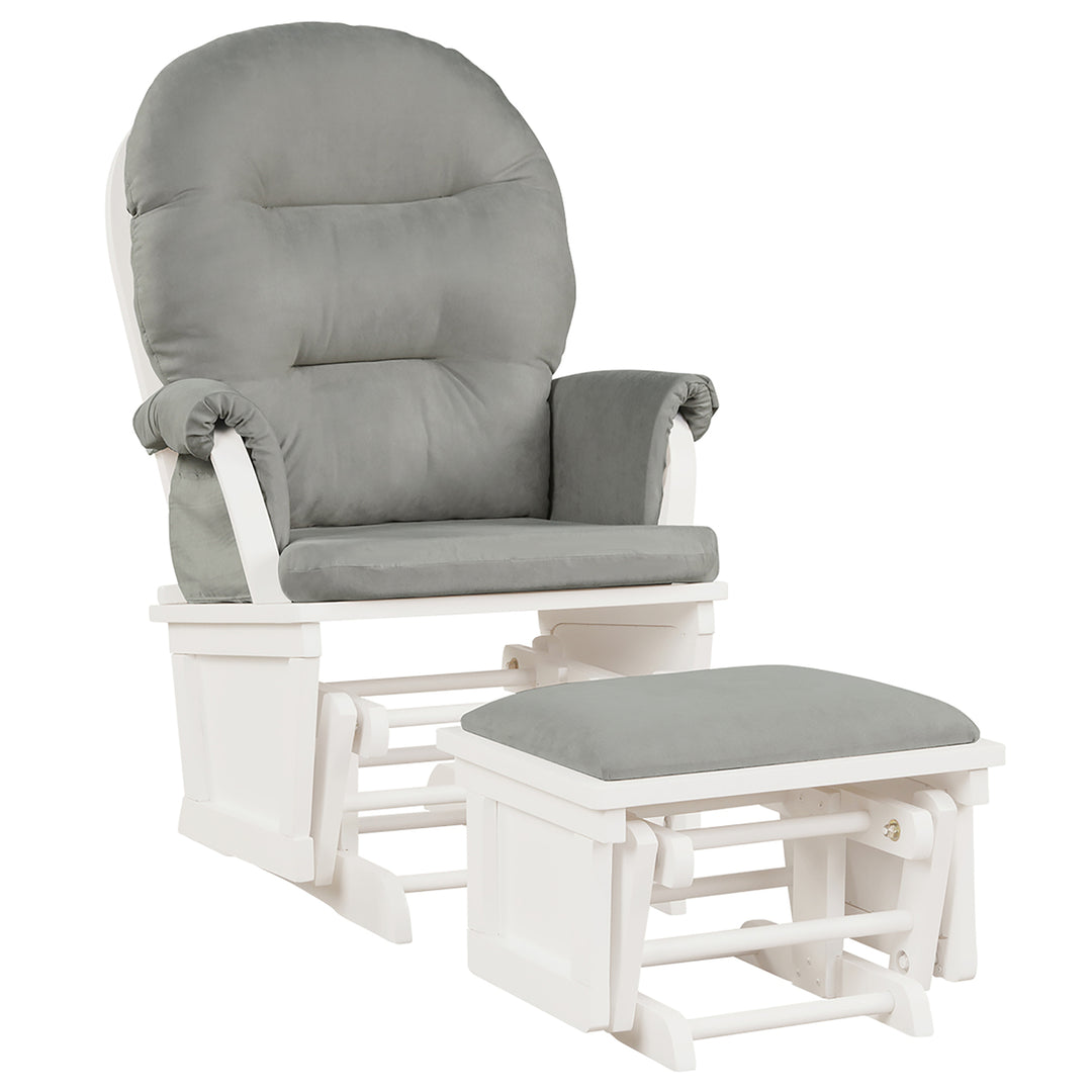 Costway Baby Nursery Relax Rocker Rocking Chair Glider andOttoman Set w/Cushion Light Grey\ Beige\Dark Grey Image 1