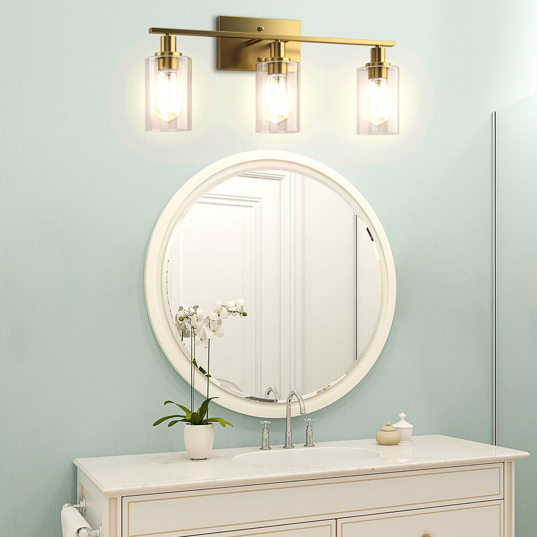 Costway 3-Light/4-Light Wall Sconce Modern Bathroom Vanity Light Fixtures with Clear Glass Shade Image 3