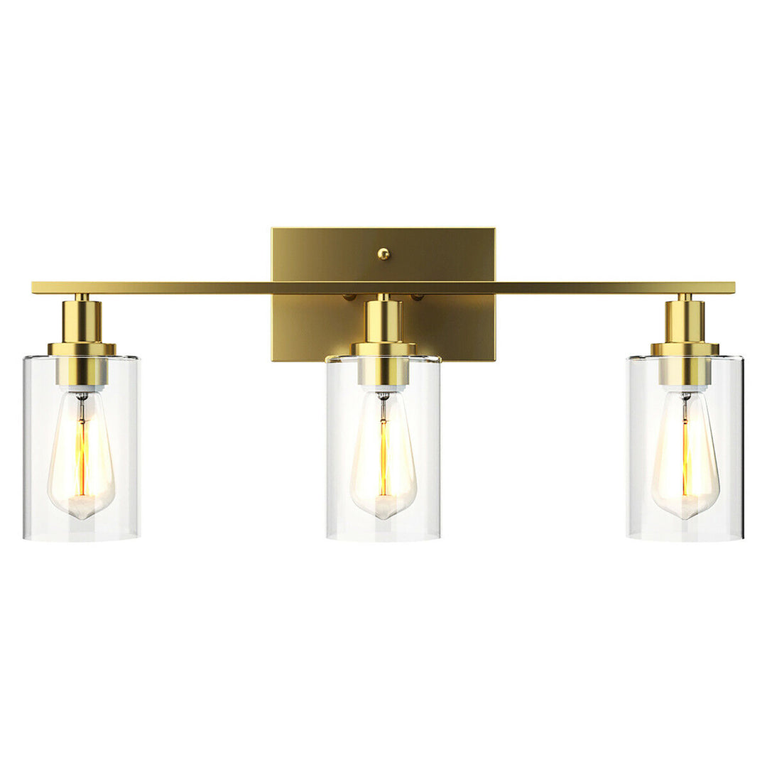 Costway 3-Light/4-Light Wall Sconce Modern Bathroom Vanity Light Fixtures with Clear Glass Shade Image 4