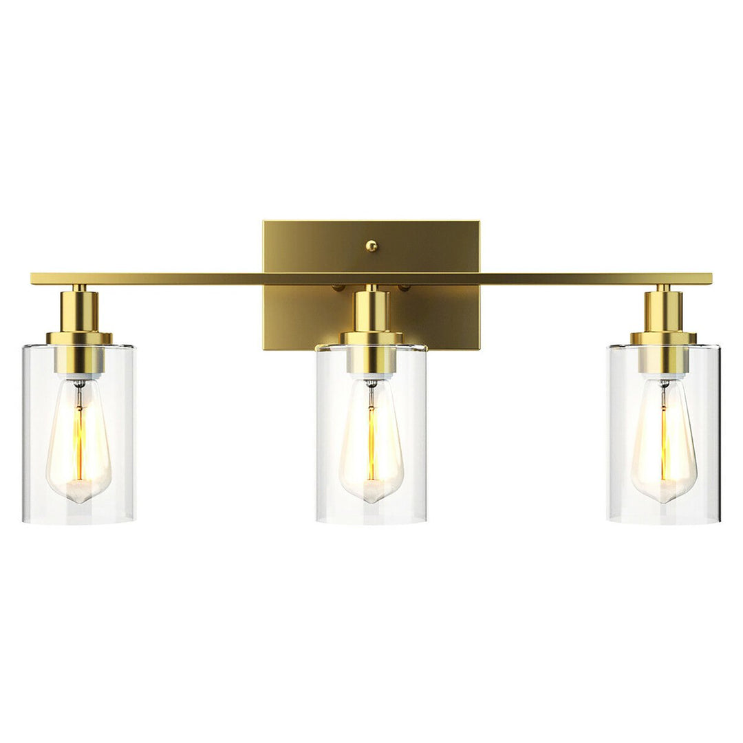 Costway 3-Light/4-Light Wall Sconce Modern Bathroom Vanity Light Fixtures with Clear Glass Shade Image 1