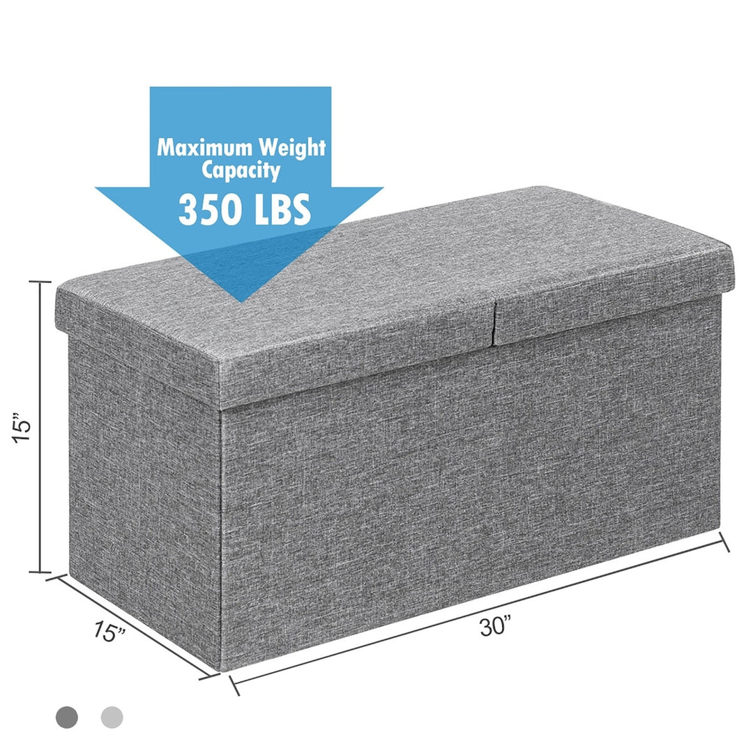 Costway 30 Folding Storage Ottoman W/Lift Top Bed End Bench 80L Capacity Light Grey\Dark Grey Image 2