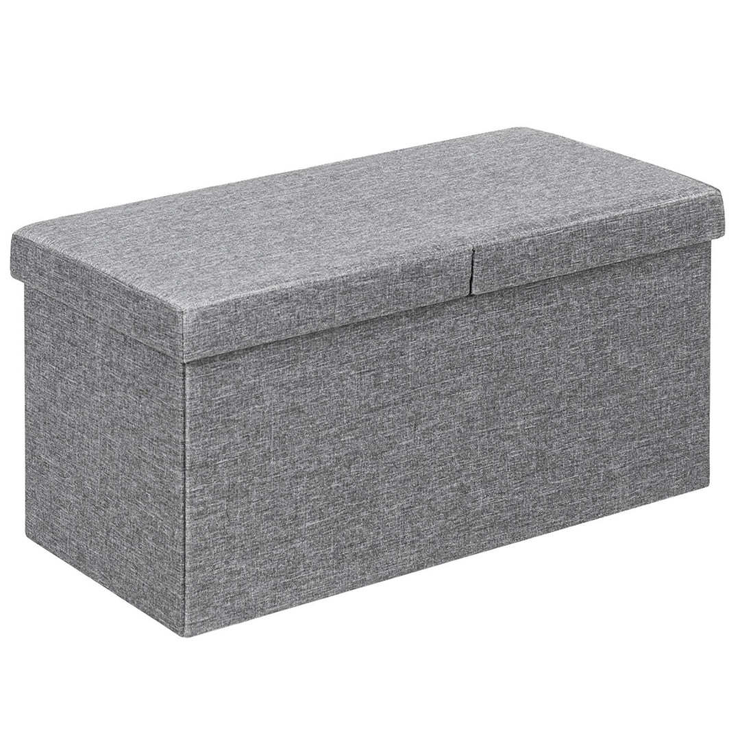 Costway 30 Folding Storage Ottoman W/Lift Top Bed End Bench 80L Capacity Light Grey\Dark Grey Image 3