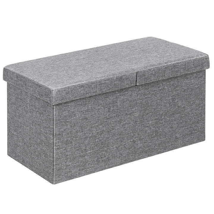 Costway 30 Folding Storage Ottoman W/Lift Top Bed End Bench 80L Capacity Light Grey\Dark Grey Image 3